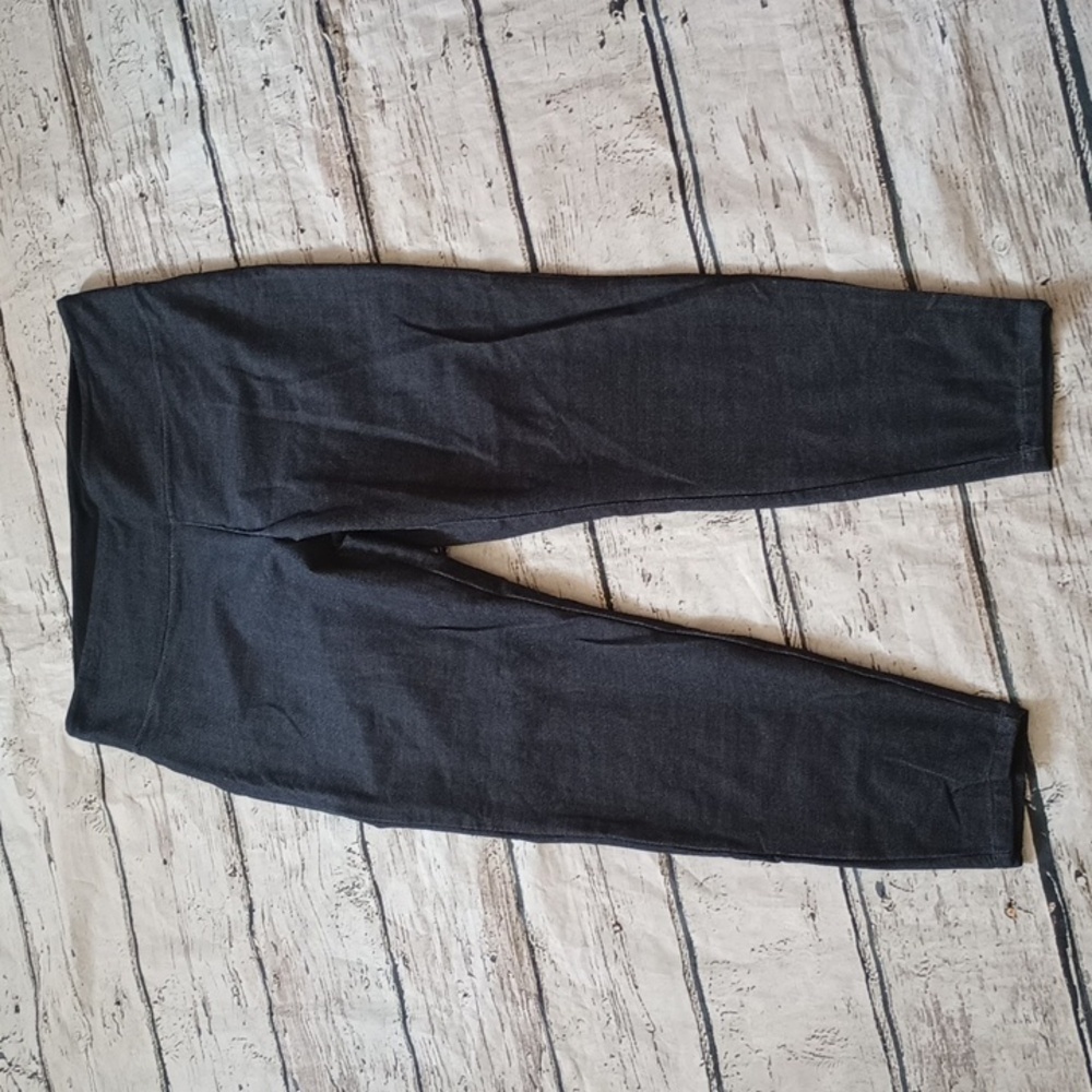 Teezher Blue Dark Wash Denim Look Cotton Blend Crop Leggings XL
